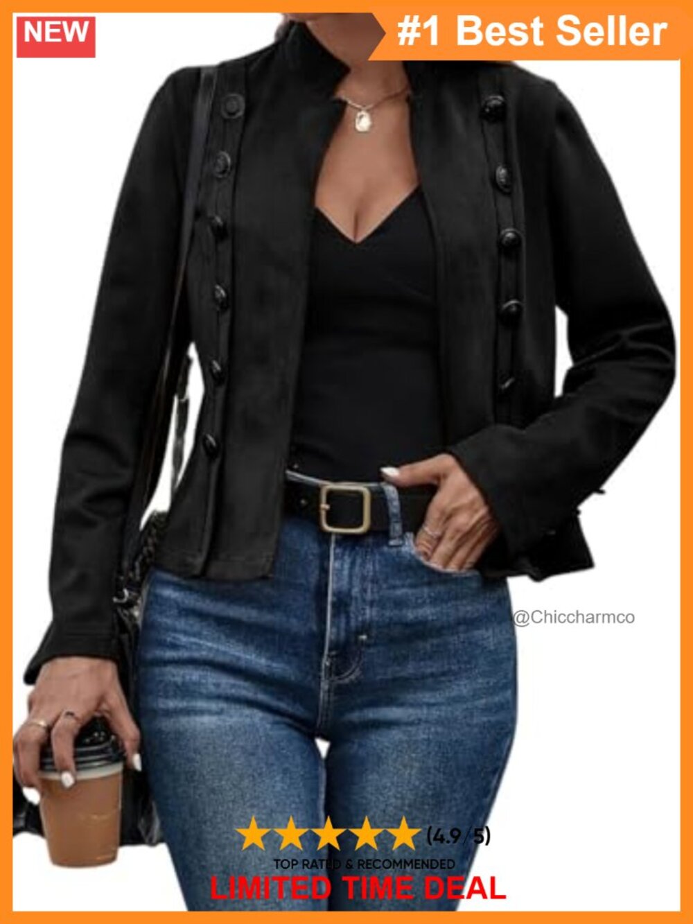 Faux Suede Cropped Blazer Jacket Open Front Business Casual Coat